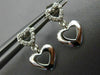 ESTATE .06CT DIAMOND 14KT WHITE GOLD 3D OPEN DOUBLE HEART LOVE HANGING EARRINGS