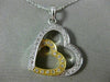 ESTATE .33CT DIAMOND 18K 2TONE GOLD CLASSIC DOUBLE HEART FLOATING PENDANT #14408