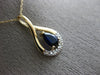 ESTATE .61CT DIAMOND & AAA SAPPHIRE 14K YELLOW GOLD 3D CLASSIC TEAR DROP PENDANT
