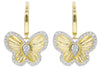 ESTATE .39CT DIAMOND 14KT YELLOW GOLD 3D CLASSIC BUTTERFLY LOVE HANGING EARRINGS