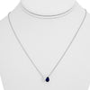 1.35CT DIAMOND & AAA SAPPHIRE 14K WHITE GOLD 3D PEAR SHAPE & ROUND LOVE NECKLACE