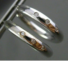 ESTATE LARGE .12CT DIAMOND 14KT WHITE GOLD PAST PRESENT FUTURE HOOP EARRINGS