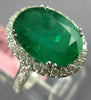 ESTATE LARGE 6.74CT DIAMOND & AAA EMERALD 18K WHITE GOLD 3D HALO ENGAGEMENT RING