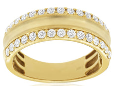 WIDE 1.0CT DIAMOND 14K YELLOW GOLD SEMI ETERNITY UNISEX WEDDING ANNIVERSARY RING