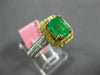 ESTATE 2.10CT WHITE & FANCY YELLOW DIAMOND & AAA EMERALD 18K 2 TONE GOLD 3D RING