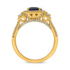 LARGE 2.86CT DIAMOND & AAA SAPPHIRE 18K YELLOW GOLD OVAL 3 STONE ENGAGEMENT RING