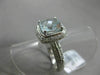 ESTATE 2.37CT DIAMOND & AQUAMARINE 14K WHITE GOLD 3D SQUARE HALO ENGAGEMENT RING