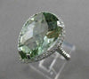 ESTATE 8.40CT DIAMOND & AAA GREEN AMETHYST 14KT WHITE GOLD PEAR HALO RING #21605