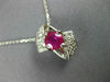 ESTATE 1.21CT DIAMOND & AAA RUBY 14KT WHITE GOLD 3D BOW CLUSTER PENDANT #1131