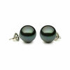 ESTATE AAA 8.5MM TAHITIAN PEARL 14KT WHITE GOLD CLASSIC SOLITAIRE STUD EARRINGS