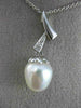 ESTATE LARGE DIAMOND 14K WHITE GOLD SOUTH SEA PEARL STRAWBERRY FLOATING PENDANT