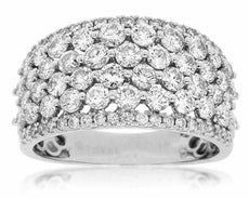 ESTATE WIDE 2.0CT DIAMOND 14KT WHITE GOLD 3D MULTI ROW WEDDING ANNIVERSARY RING