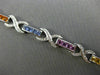 ESTATE 4.18CT DIAMOND MULTI COLOR SAPPHIRE 14K WHITE GOLD X LOVE TENNIS BRACELET