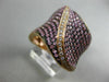 ESTATE LARGE 2.73CT DIAMOND & PINK SAPPHIRE 18KT 2 TONE GOLD MULTI ROW LEAF RING