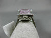 ESTATE X LARGE 10.64CT DIAMOND & AAA KUNZITE 14KT WHITE GOLD FILIGREE HALO RING