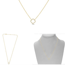 .08CT DIAMOND 14KT YELLOW GOLD 3D CLASSIC OPEN FLOWER ADJUSTABLE LOVE NECKLACE