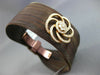 ESTATE LARGE .85CT DIAMOND 18KT GOLD & STAINLESS STEEL 3D FLOWER BANGLE BRACELET