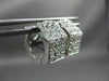ESTATE 14KT WHITE GOLD 3D 3 ROW CUBIC ZIRCONIA HEXAGON HUGGIE EARRINGS #24347