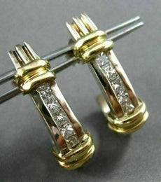 ESTATE .65CT DIAMOND PRINCESS 14K W &Y GOLD UMBRELLA HANGING EARRINGS 22mm #6165