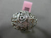 ESTATE MASSIVE .25CT DIAMOND 14KT WHITE GOLD 3D OPEN FILIGREE FLOWER LEAF RING