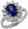 ESTATE LARGE 3.0CT DIAMOND & AAA TANZANITE 14K WHITE GOLD FLOWER ENGAGEMENT RING