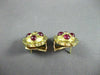 ANTIQUE LARGE 2.50CT AAA ROUND RUBY 18KT YELLOW GOLD CABOCHON EARRINGS #19166