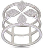 ESTATE WIDE .38CT DIAMOND 14KT WHITE GOLD MULTI LEAF FLOWER MULTI ROW FUN RING