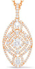 LARGE .85CT DIAMOND 14KT ROSE GOLD 3D PAST PRESENT FUTURE OVAL FILIGREE PENDANT