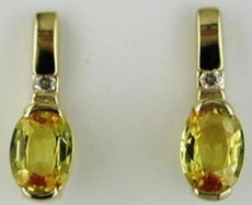 1.90CT DIAMOND & AAA YELLOW SAPPHIRE 14KT YELLOW GOLD OVAL FUN HANGING EARRINGS