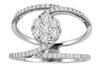 ESTATE WIDE .60CT DIAMOND 18KT WHITE GOLD FLOWER CLUSTER INTERTWINING LOVE RING