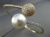 ESTATE LARGE 2.60CT DIAMOND & AAA SOUTH SEA PEARL 18KT ROSE GOLD BANGLE BRACELET