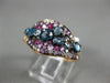 ESTATE 1.63CT DIAMOND & MULTI GEM 14KT ROSE GOLD 3D CLUSTER WAVE FRIENDSHIP RING