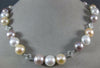 ESTATE .69CT DIAMOND & AAA MULTI COLOR PEARL 14KT WHITE GOLD ETERNITY NECKLACE