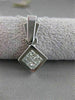 ESTATE INVISIBLE PRINCESS DIAMOND SOLITARE 14K WHITE GOLD PENDANT + CHAIN  #3823