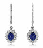 1.03CT DIAMOND & AAA TANZANITE 14K WHITE GOLD FLOWER LEVER BACK HANGING EARRINGS