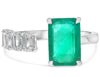LARGE 3.55CT DIAMOND & AAA EMERALD 18KT WHITE GOLD 3D EMERALD CUT SOLITAIRE RING