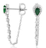 .77CT DIAMOND & AAA EMERLAD 14KT WHITE GOLD PEAR SHAPE & ROUND HALO FUN EARRINGS