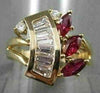 ANTIQUE WIDE 1.45CTW DIAMOND & AAA RUBY 14KT YELLOW COCKTAIL RING AMAZING #22075