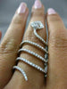 ESTATE LARGE 1.05CT DIAMOND 18KT WHITE GOLD 3D OPEN SWIRL HEART SNAKE FUN RING