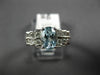 ESTATE 1.03CT DIAMOND & AAA AQUAMARINE 14K WHITE GOLD 3D PYRAMID ENGAGEMENT RING