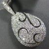 LARGE 1.46CT DIAMOND 18KT WHITE GOLD PAVE TEAR DROP PEAR SHAPE FILIGREE PENDANT
