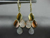 ESTATE .66CT DIAMOND 14K TRI COLOR GOLD 3D TEAR DROP LEVER BACK HANGING EARRINGS