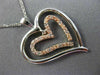 ESTATE .05CT DIAMOND 14K WHITE & ROSE GOLD 3D DOUBLE HEART LOVE FLOATING PENDANT