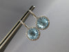 5.30CT DIAMOND & AAA BLUE TOPAZ 14KT WHITE GOLD HALO LEVERBACK HANGING EARRINGS