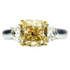 ESTATE LARGE 3.42CT WHITE & FANCY YELLOW DIAMOND 18K 2 TONE GOLD ENGAGEMENT RING