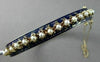 ANTIQUE WIDE 14KT Y VICTORIAN BLUE ENAMEL SOUTH SEA PEARL FILIGREE BANGLE #1746
