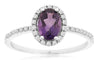.87CT DIAMOND & AAA AMETHYST 14K WHITE GOLD 3D OVAL & ROUND FRIENDSHIP LOVE RING