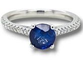 1.78CT DIAMOND & AAA SAPPHIRE 18KT WHITE GOLD 3D ROUND SOLITAIRE ENGAGEMENT RING