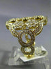 ESTATE LARGE 1.86CT DIAMOND 18KT YELLOW GOLD 3D MULTI FLOWER OPEN FILIGREE RING