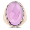LARGE 17.03CT DIAMOND & AAA AMETHYST 18KT ROSE GOLD CABOCHON OVAL CLASSIC RING